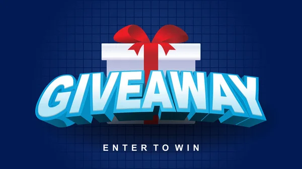 Giveaway Win Gift Box Dark Blue Background Banner Vector Illustration — 스톡 벡터