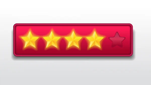 良好的客户反馈评级系统 红色矩形现代矢量图上的现实闪亮的金星 — 图库矢量图片