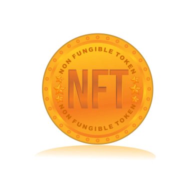 NFT Funable jetonları. NFT madeni para simgesi. Dijital bir varlığın eşsiz olduğunu onaylıyor. vektör illüstrasyonu