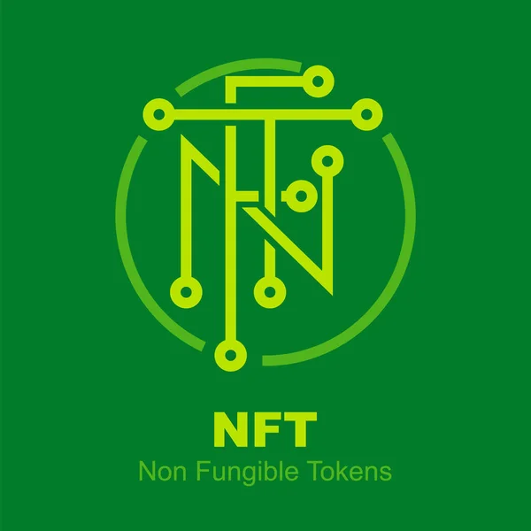 Fichas Fungibles Nft Fuente Del Logotipo Del Circuito Electrónico Certifica — Vector de stock