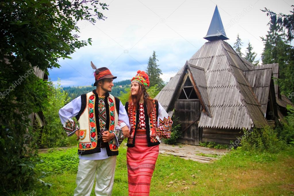 couple in hutsul costumes