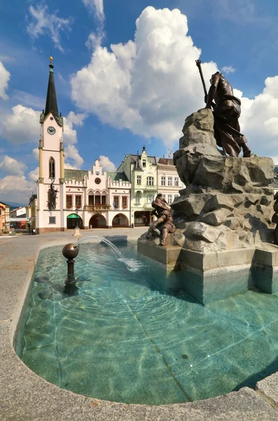 Trutnov square from fountain — Stock Photo, Image