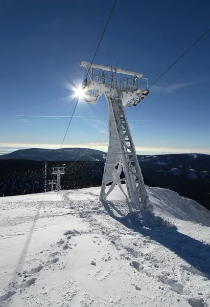 Cableway with sun — Stock Photo, Image