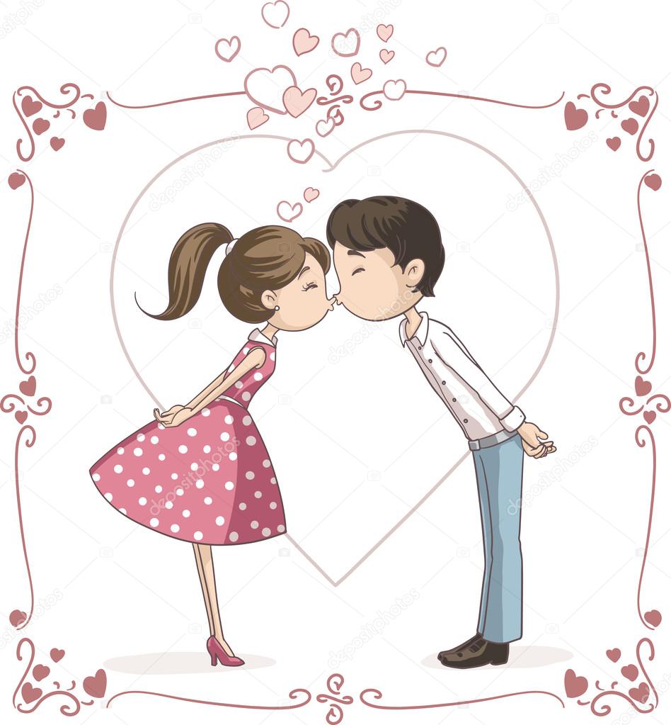 Couple Kissing Vector Cartoon