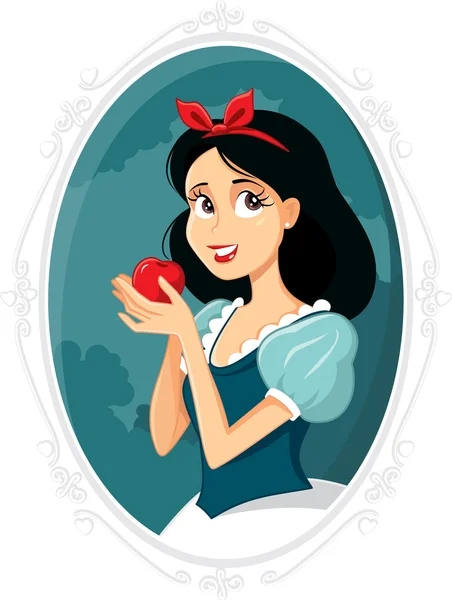 Branca de neve segurando Apple Vector Ilustração —  Vetores de Stock