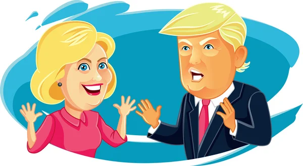 Július 30-án, 2016 karikatúra karakter illusztráció Hillary Clinton és Donald Trump — Stock Vector