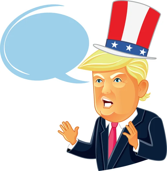 17 de agosto de 2016 Caricatura de Donald Trump con burbuja de discurso — Vector de stock