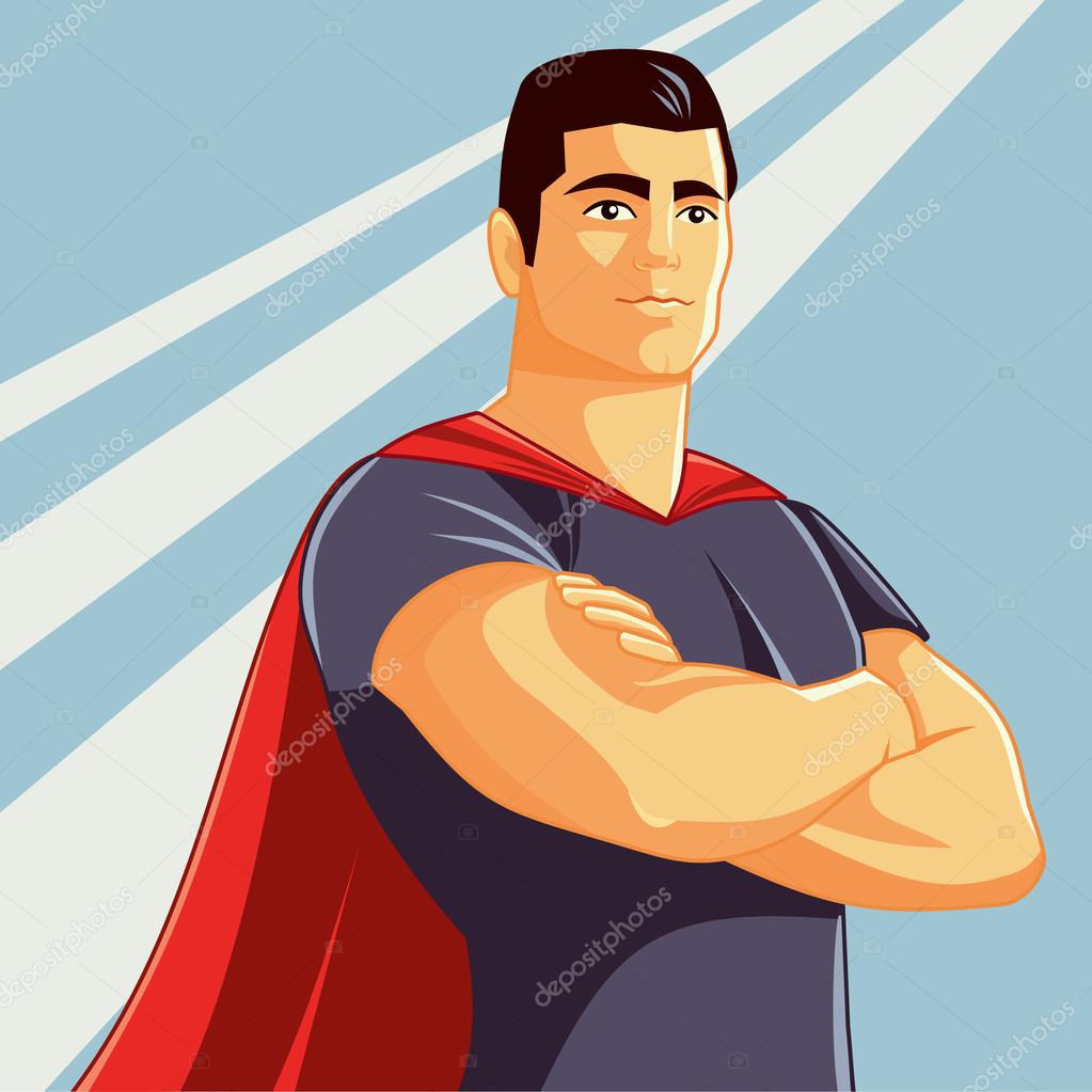Illustration of a strong male character with arms crossed