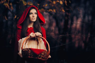 Little Red Riding Hood in the Forest clipart