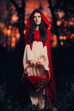 Little Red Riding Hood in the Forest clipart