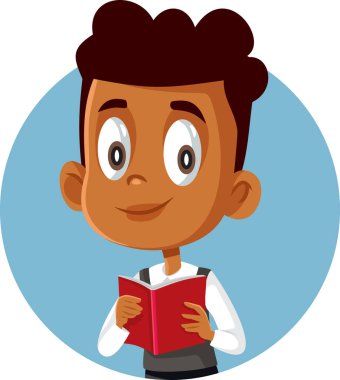 Sınavlar için ders kitabı tutan Afrikalı çocuk