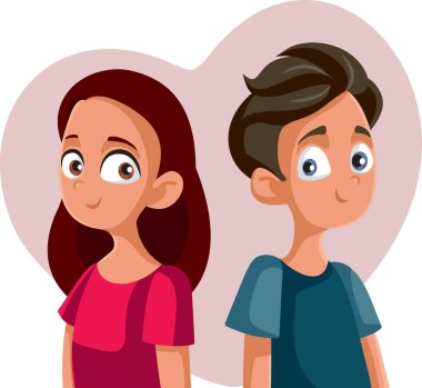 Teen Girl and Boy Falling in Love Vector Cartoon clipart