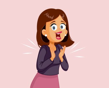 Cheerful Woman Applauding Vector Cartoon Illustration clipart