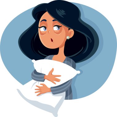 Uykucu Kadın Uykusuzluk Yastığı Tutuyor