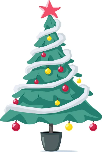 Árbol Navidad Decorado Listo Para Las Vacaciones — Vector de stock