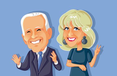 New York, ABD, 8 Kasım, Jill ve Joe Biden Vektör Karikatürü
