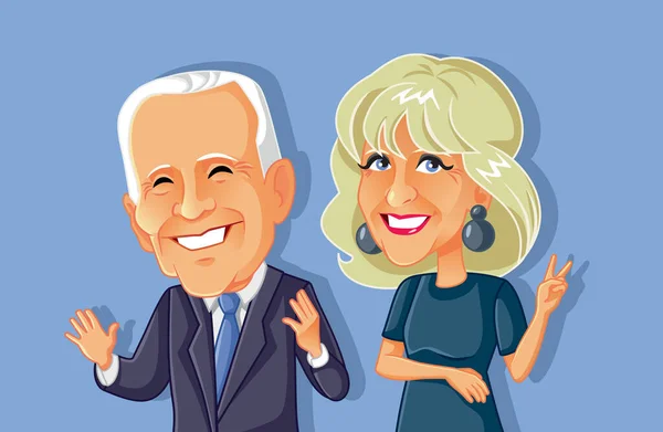 Noviembre Jill Joe Biden Vector Caricatura — Archivo Imágenes Vectoriales