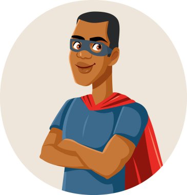 Afrika Erkek Süper Kahramanı Pelerin ve Maske Giyiyor