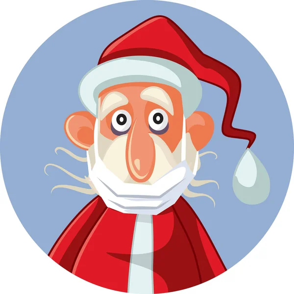 Santa Claus Nosit Lékařskou Masku Pod Jeho Bradou — Stockový vektor