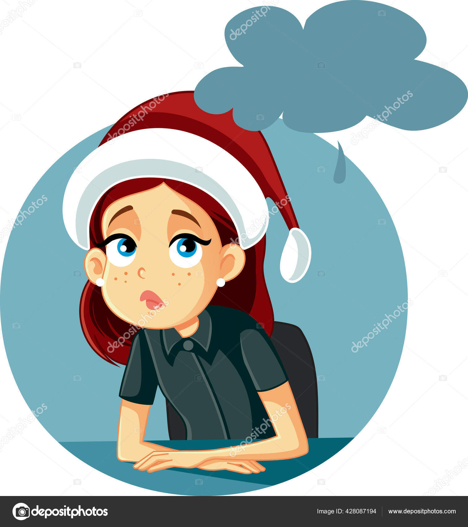 Triste Deprimido Chica Pasando Navidad Solo Vector de stock #428087194 de  ©nicoletaionescu, image size:1512x1700