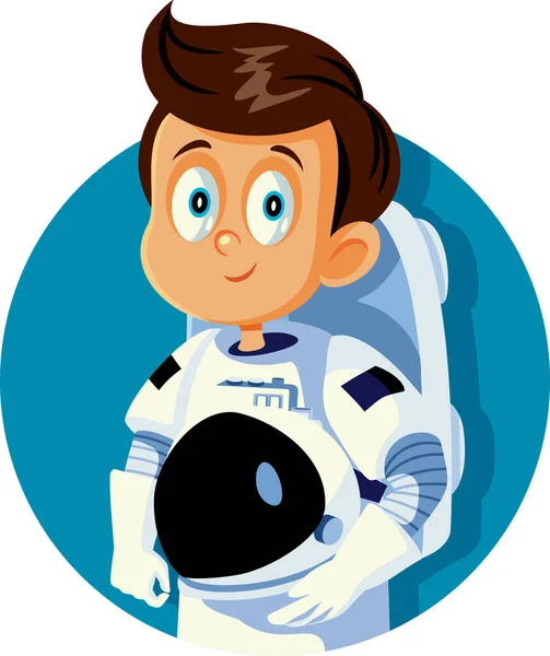 Chłopiec Marzy Zostaniu Astronautą Wektor Kreskówki — Wektor stockowy