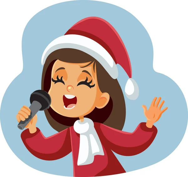 Веселая Девушка Поет Рождественские Гимны — стоковый вектор