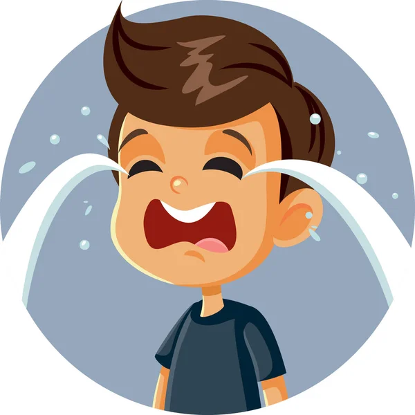 Little Sad Boy Crying Cartoon Character — Stockový vektor