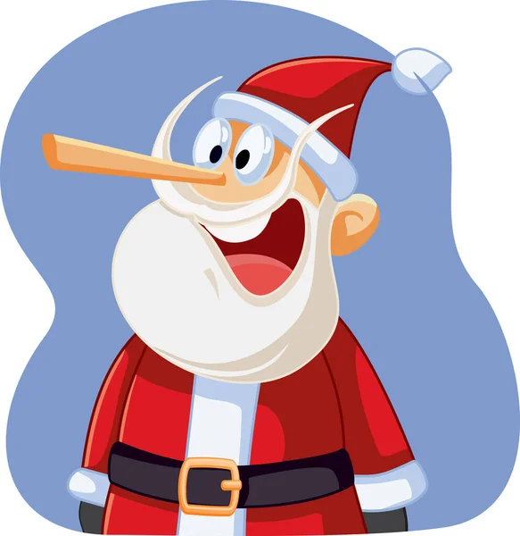 Liar Santa Claus Long Nose Vector Cartoon — Stock Vector