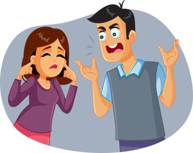 Koca, eşi kulaklarını kapatırken onunla tartışıyor.