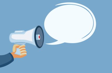 El ele tutuşan Megafon Sözcüsü Sancak İllüstrasyonu