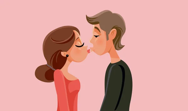 Pareja Besos Vector Dibujos Animados Ilustración — Vector de stock