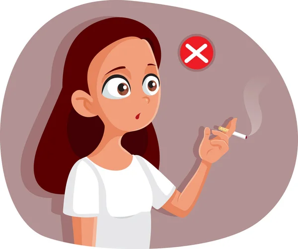 Teen Girl Procinto Prendere Cattiva Decisione Sul Fumo — Vettoriale Stock