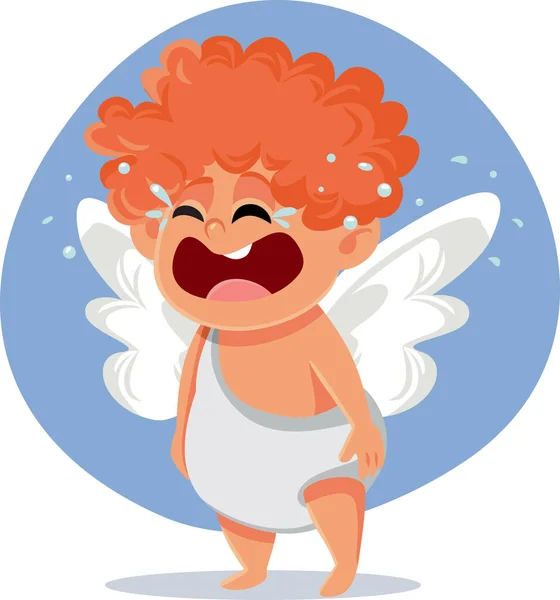 Illustration Dessin Animé Vectoriel Pleurer Cupidon Triste — Image vectorielle