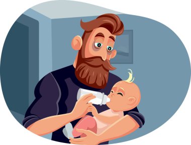 Yorgun Baba Gecesi Şişeyle Bebeği Besleme