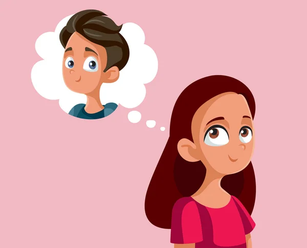 Adolescente Chica Sintiendo Amor Pensamiento Novio — Vector de stock