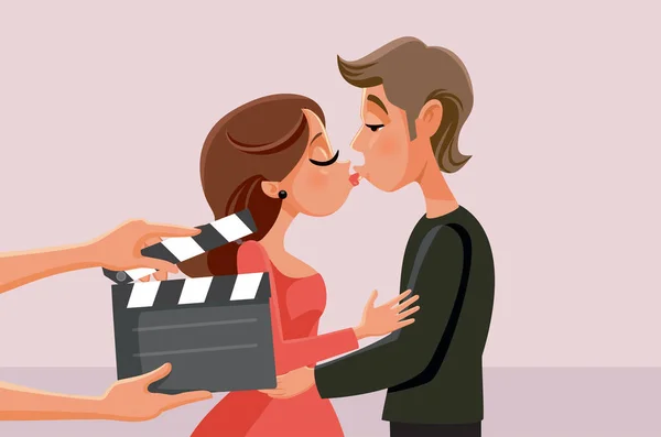 Actores Set Filmando Una Película Romántica — Vector de stock