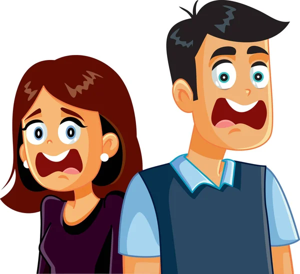 Funny Shocked Couple Bereaksi Bersama - Stok Vektor