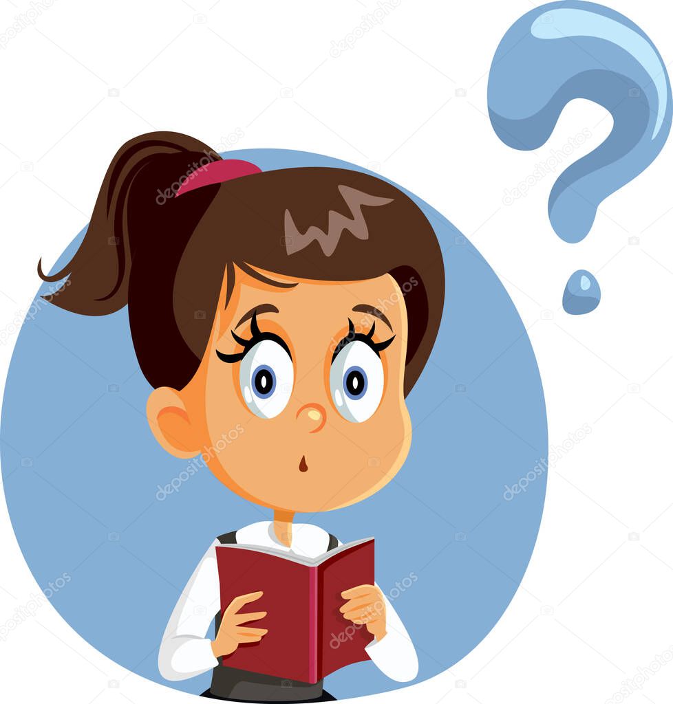 Student Girl Holding a Book Having Questions
