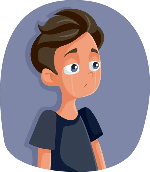 Unhappy Depressed Teenager Boy Crying — Stock Vector