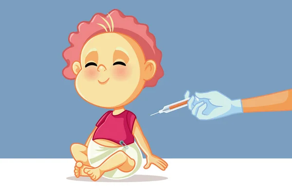 Kinderarzt Impft Baby Klinik Vector Cartoon — Stockvektor