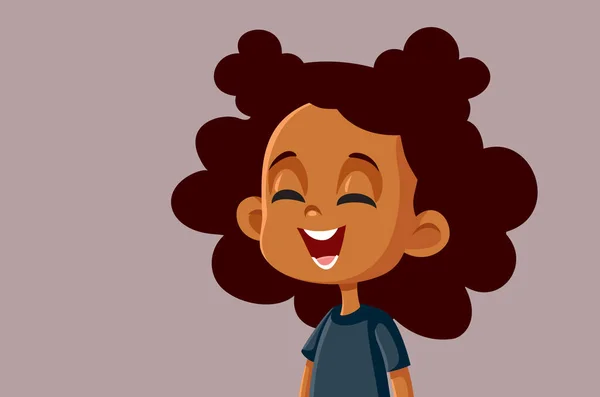 Menina Africano Feliz Laughing Vector Cartoon — Vetor de Stock