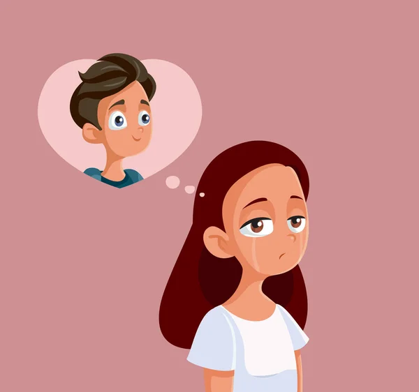 Triste Adolescente Llorando Por Amor Crush — Vector de stock