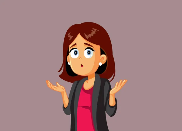 Mujer Negocios Shrugging Shoulders Feeling Confused — Vector de stock