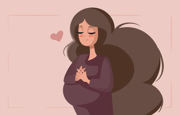 Leende Gravid Kvinna Vektor Illustration — Stock vektor