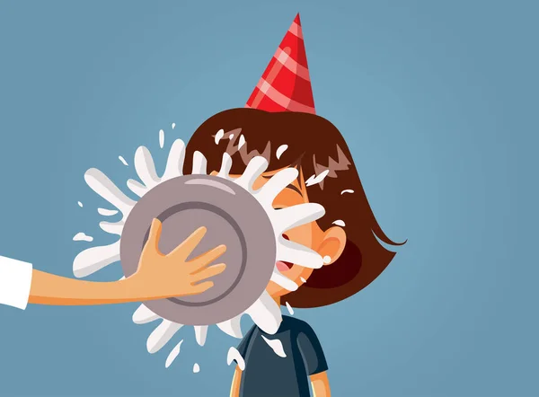 Birthday Girl Hit Face Cake — Stock Vector