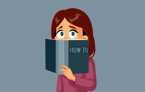 Vrouw Het Lezen Van Een How Manual — Stockvector