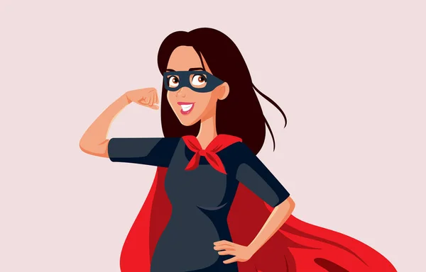 Personagem Vetorial Super Herói Feminino Forte —  Vetores de Stock
