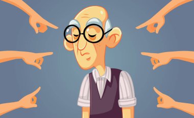 Üzgün bir kıdemli adamı işaret eden eller.