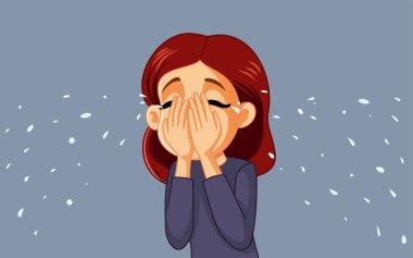 Üzgün kadın yüzünü kapatarak ağlıyor.