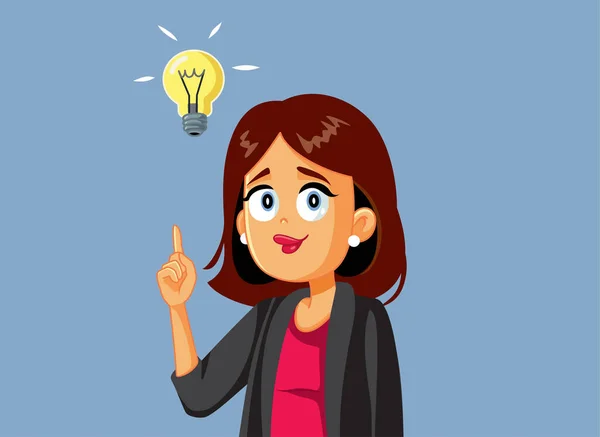 Mujer Negocios Feliz Teniendo Una Idea Brillante — Vector de stock